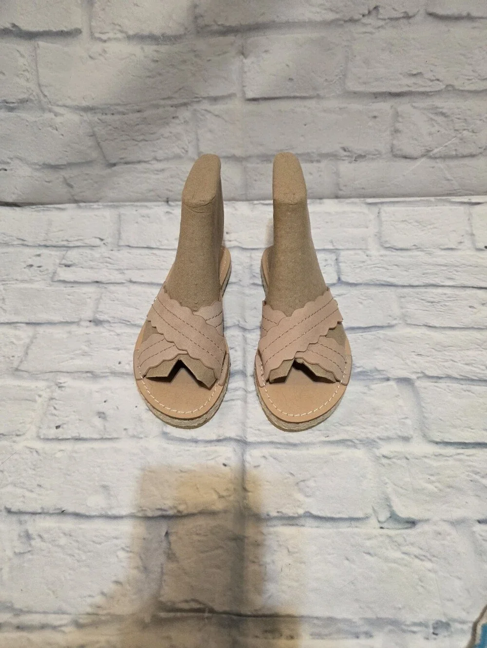 kate spade Blush Pink Scalloped Crisscross Slide Sandals